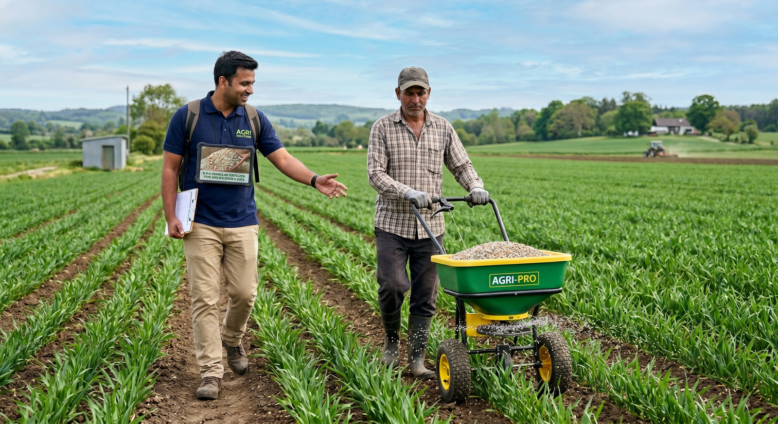 Team reviewing crops